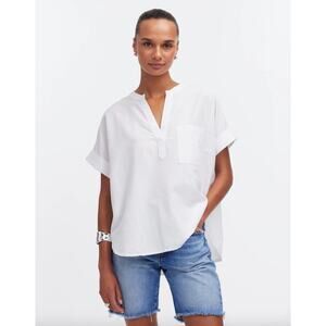 Madewell White Relaxed Popover Blouse